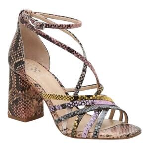 Vince‎ Camuto WINIVEY SANDAL Heels Snake Print Multicolor Straps Square Toe 10
